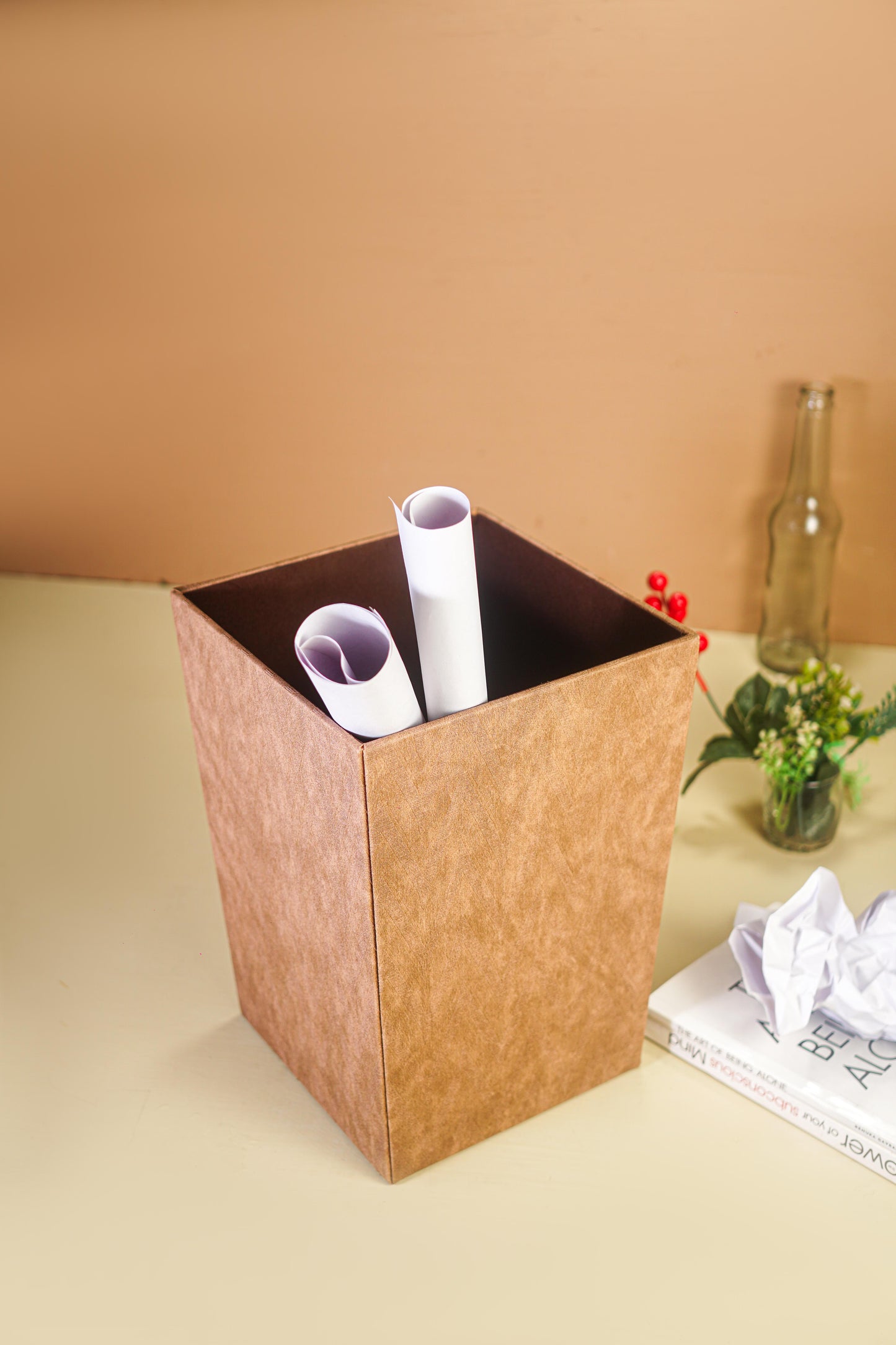 Light Tan Top Cover Dustbin