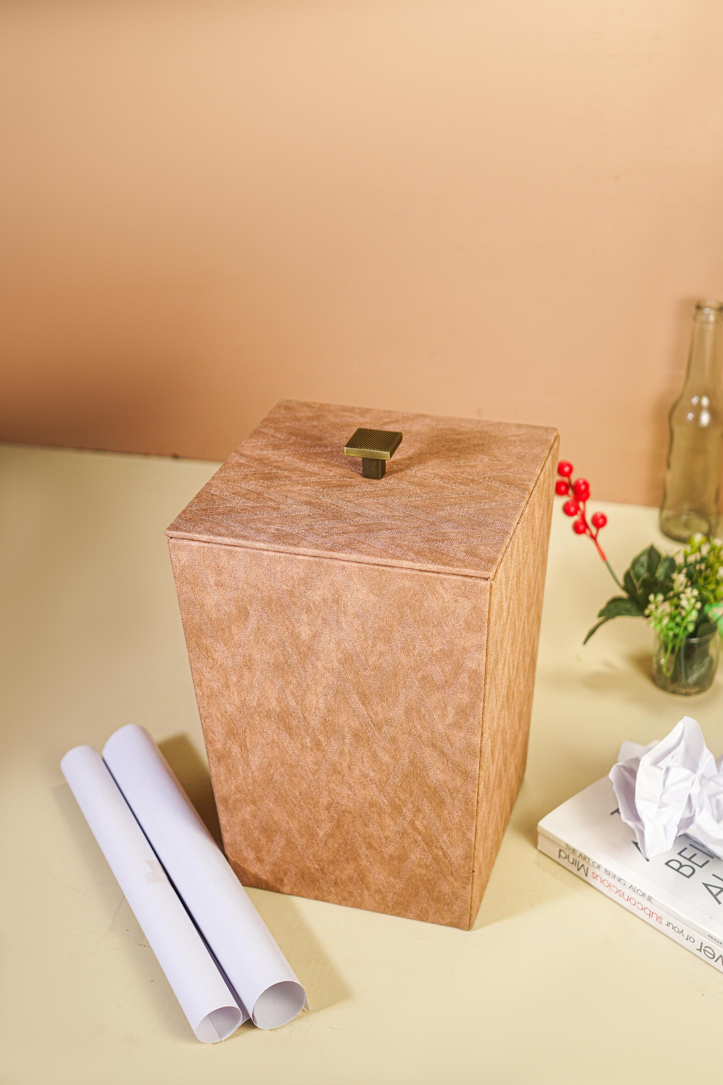 Light Tan Top Cover Dustbin