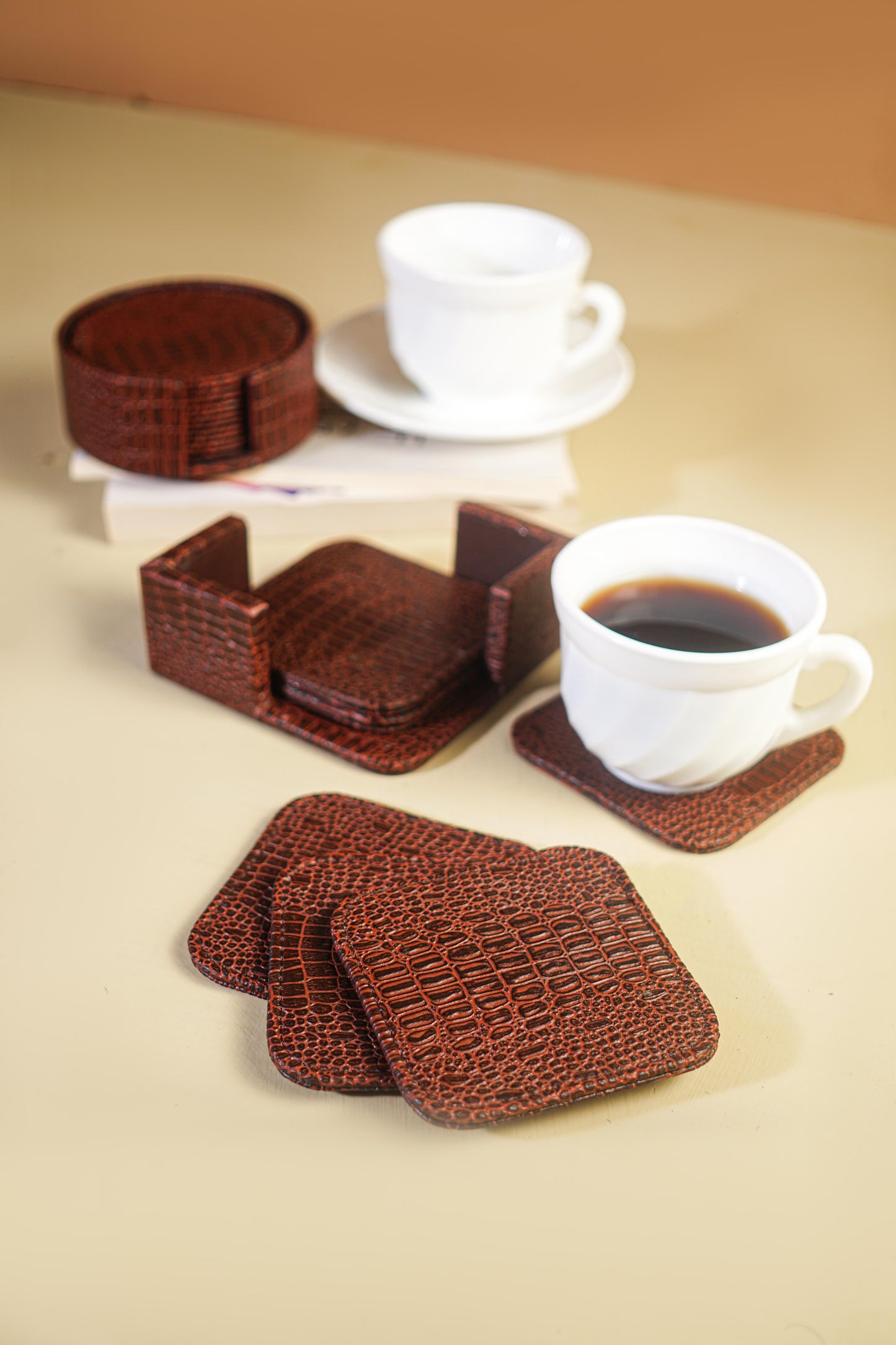 Dark Tan Tea Coaster Edges