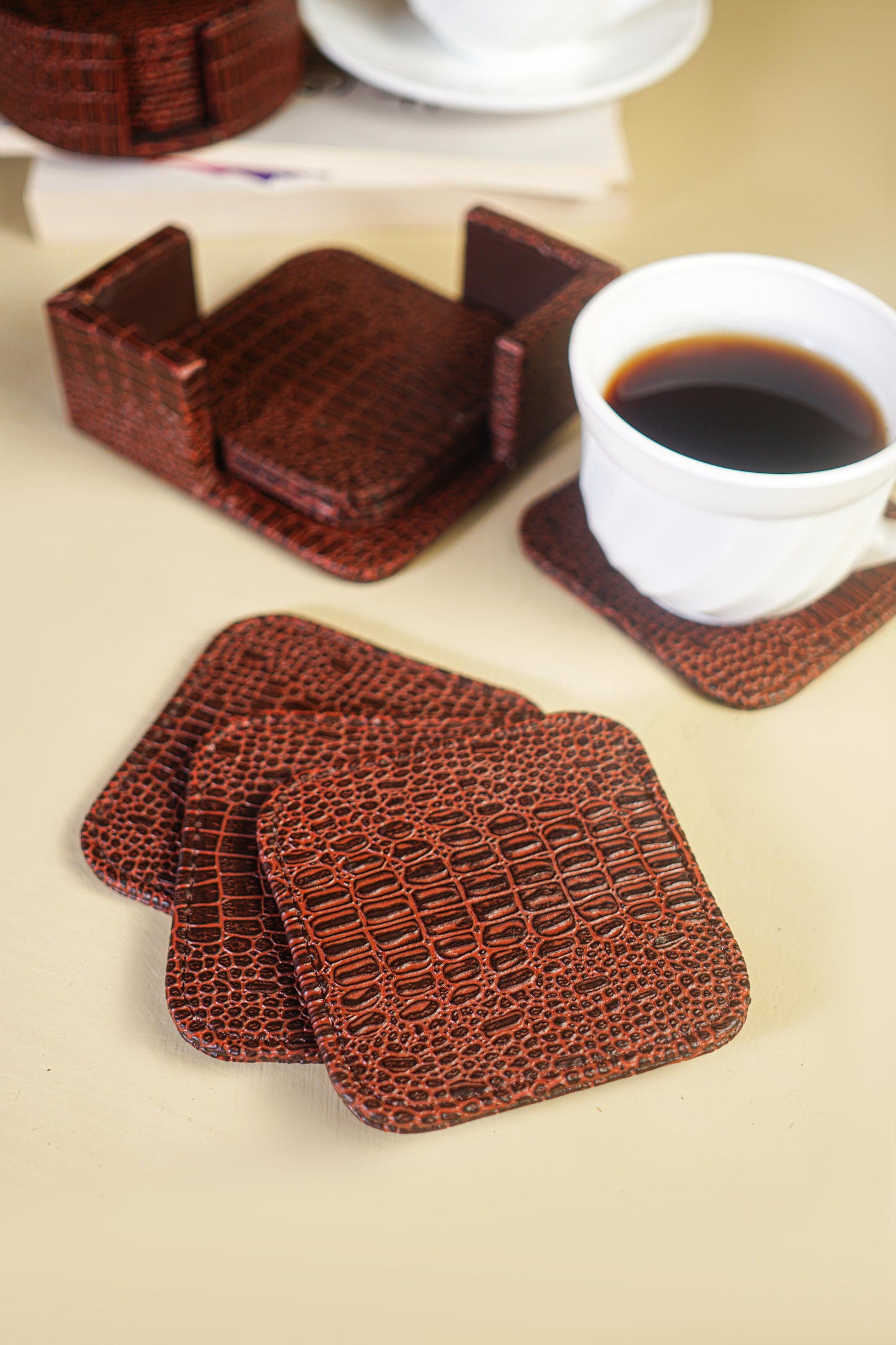 Dark Tan Tea Coaster Edges