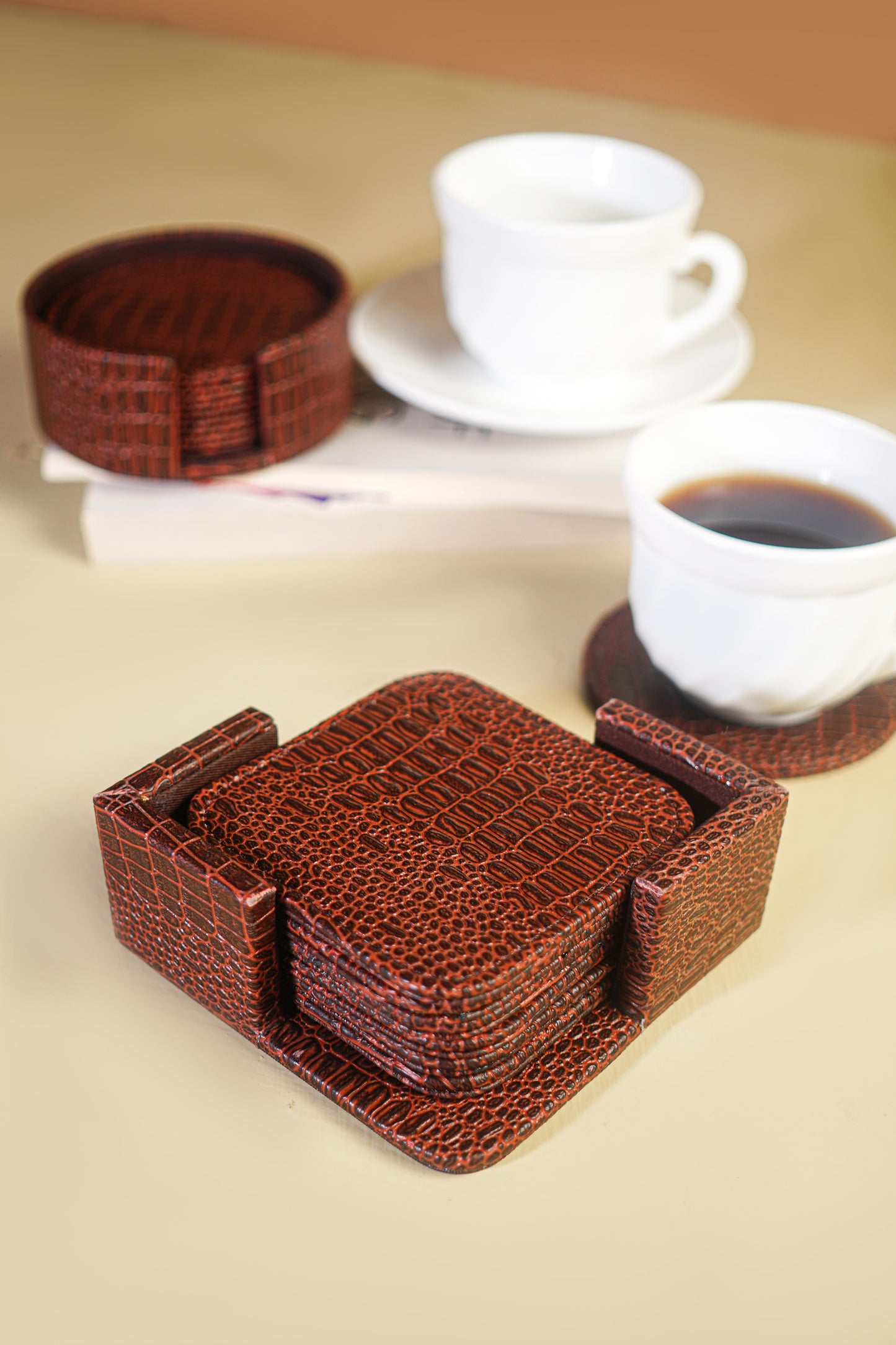 Dark Tan Tea Coaster Edges