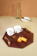 Dark Tan Octagon Serving Tray