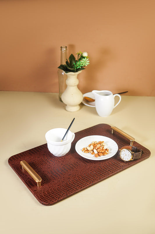 Dark Tan Rectangle Serving Tray