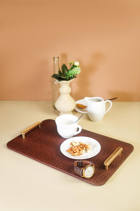 Dark Tan Rectangle Serving Tray