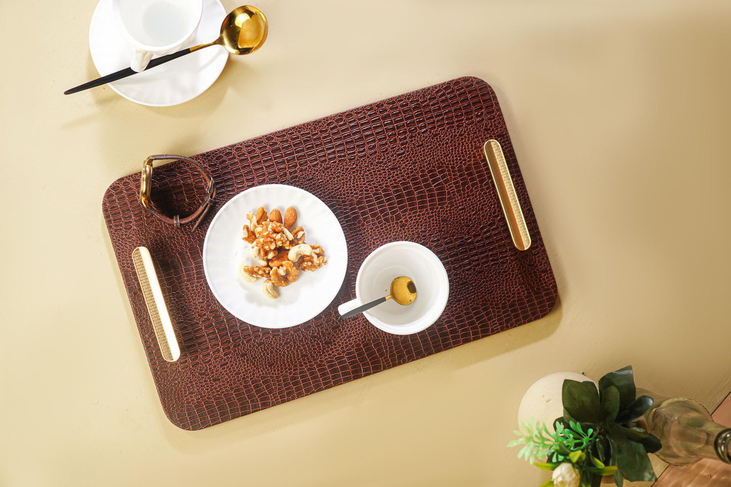 Dark Tan Rectangle Serving Tray